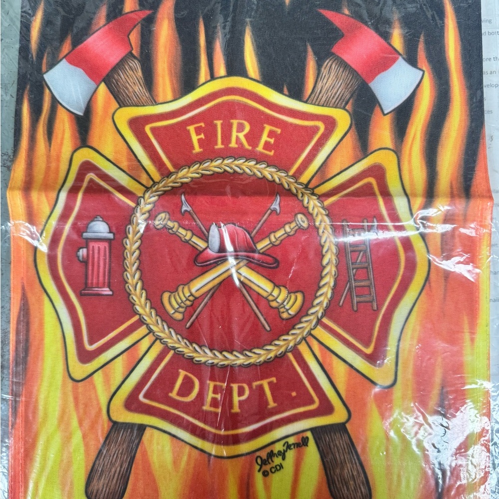 Fire Department Themed Garden Flag
